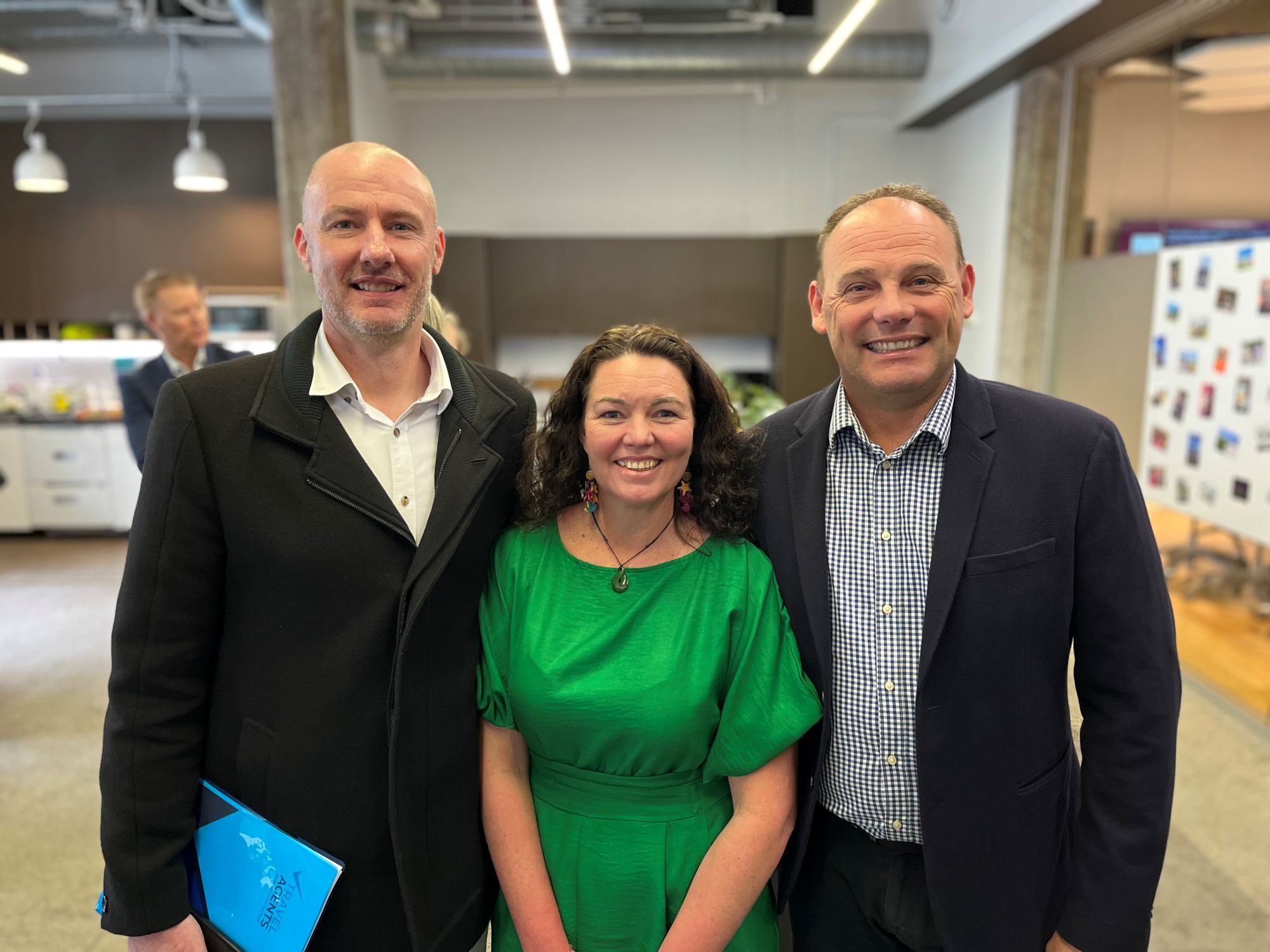 2 FCTG's Terrance Blokker, with xTravel's Tori Keating, and TAANZ board member Jason Buckley