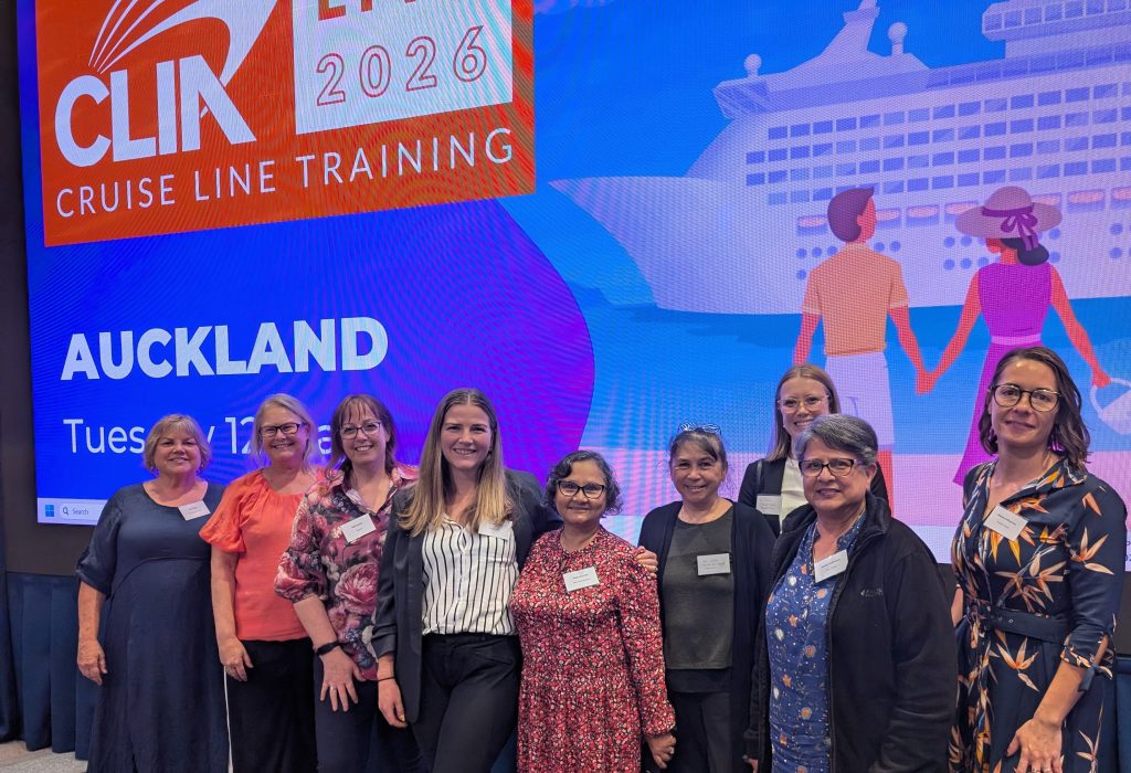 Envoyage’s Sue Grigg and Travel Vibe’s Maree Joll with Niki Davies from xtravel, King Travel’s Amanda King, Debra Barnett from The Travel Brokers, HoT Hamilton City’s Kim White and Liz Turney, Sunita Shalivahan from Fine Travel, and Melissa Wharerau from Fuzion.