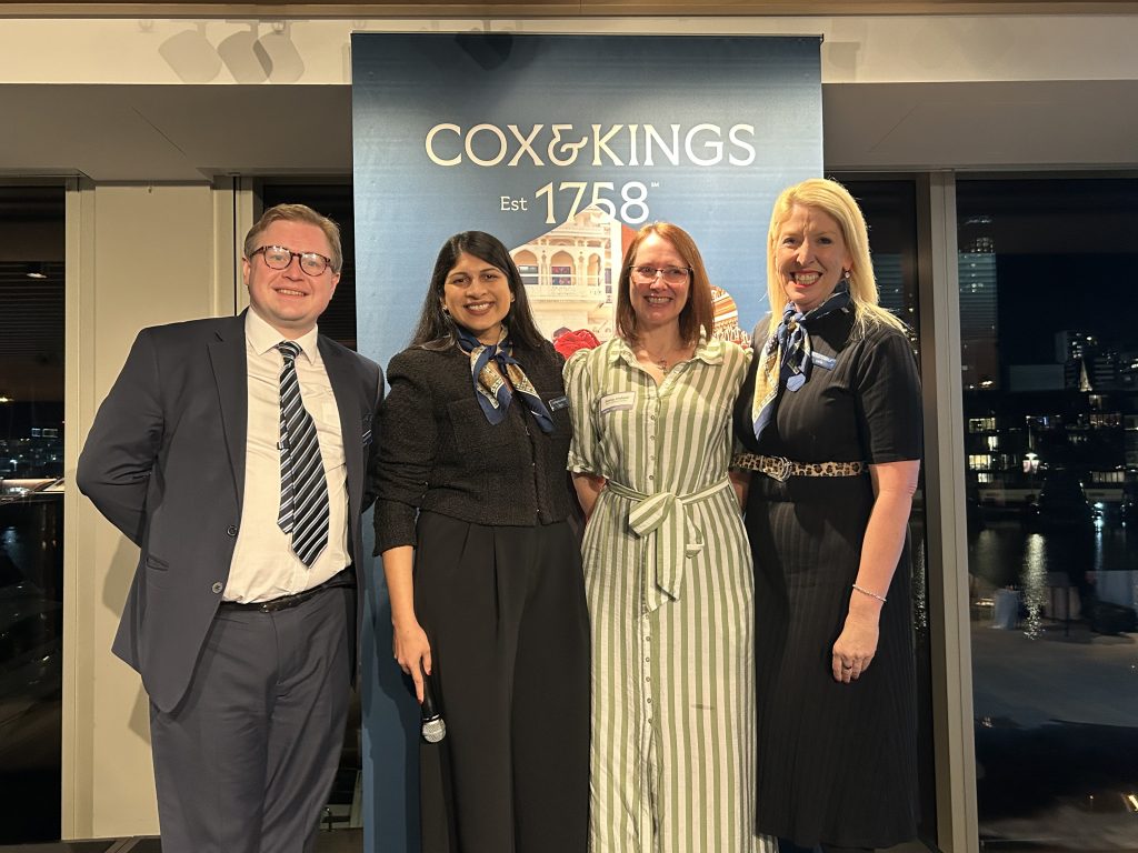 Cox & Kings’ George Colvin-Slee, AKTG’s Anoushka Kudav, Zanna Athfield from Flight Centre Eastridge who won five additional entries into the incentive prize draw, and AKTG’s Susan Haberle.