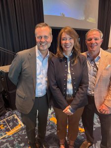 Brand USA president Fred Dixon with Caroline Beteta ceo of Visit California and US Travel Association ceo Geoff Freeman at IPW in Fort Lauderdale.