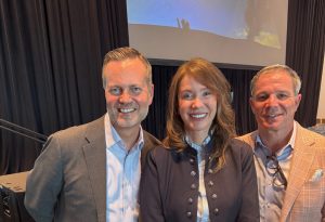 Brand USA president Fred Dixon with Caroline Beteta ceo of Visit California and US Travel Association ceo Geoff Freeman at IPW in Fort Lauderdale.