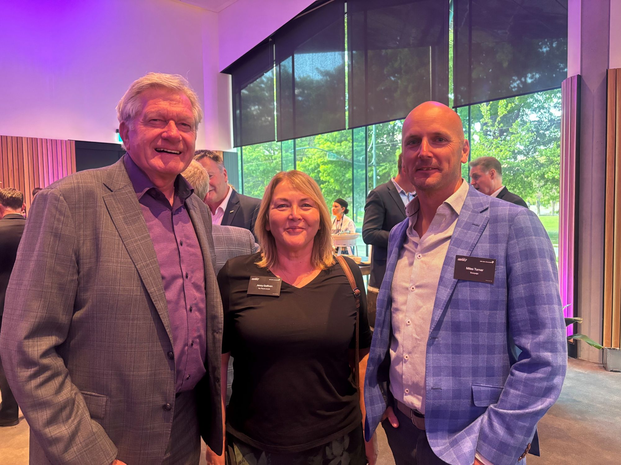 First Travel Group’s John Willson with Jenny Galliven from YOU Travel Lincoln and Envoyage’s Miles Turner.