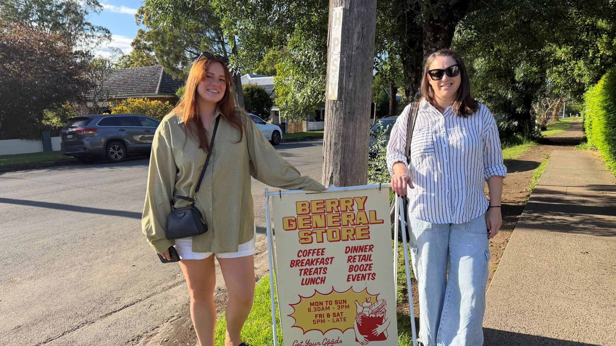 Flight Centre's Bella Barmes, with Alice Urbahn from Envoyage, outside of The Berry General Store