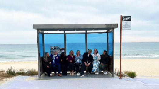The Kiwi famil group at the iconic BTS bus stop
