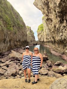 Aimee Donovan from Air New Zealand and Shore Travel’s Renee Lomas at Matapa Chasm.