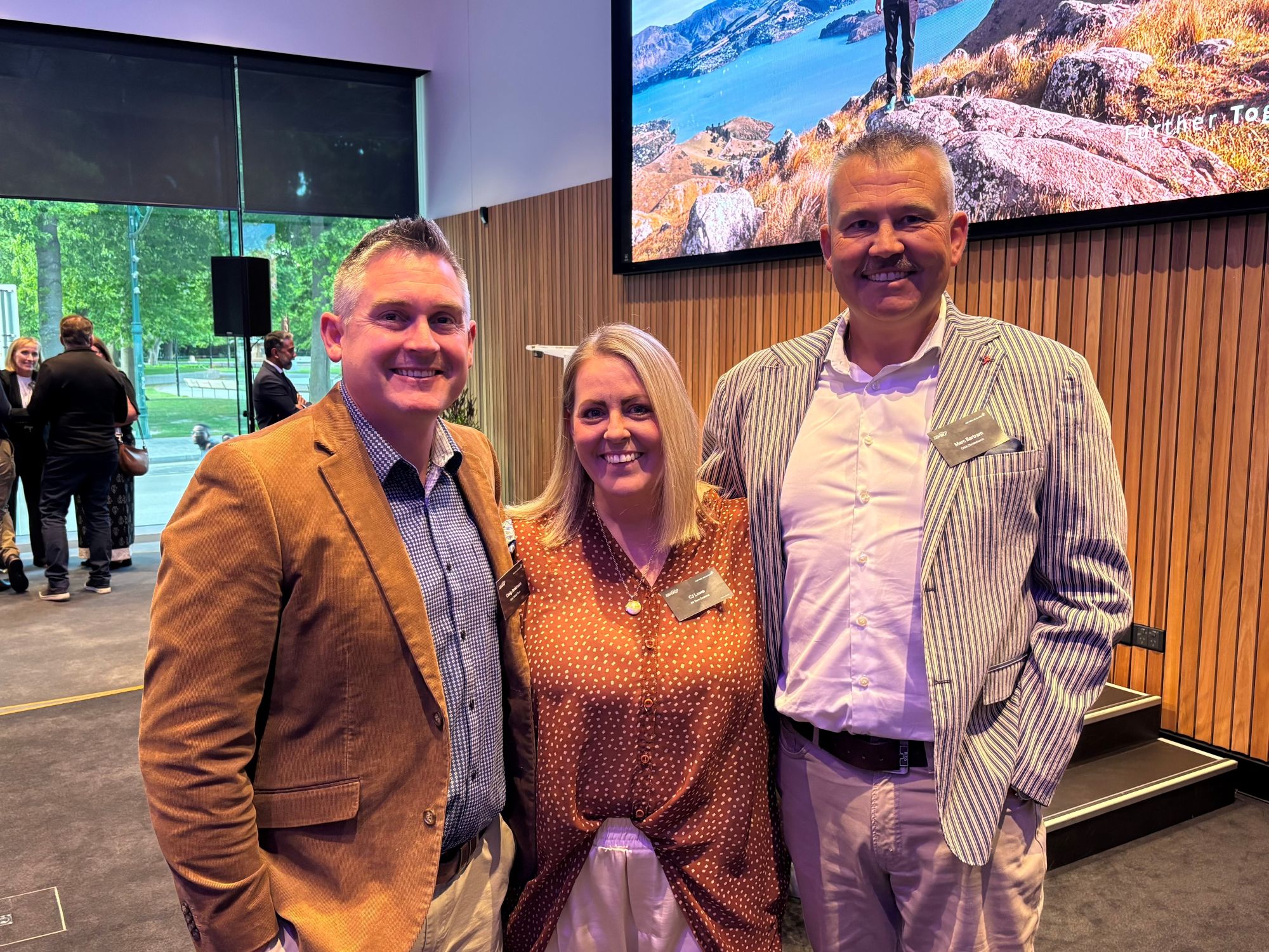 Orbit World Travel’s Craig Jenkinson with CJ Lowe from Air NZ and Orbit CHC’s Marc Bartram.