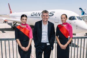 Qanatas-Cam Wallace with the A350 aircraft in Toulouse