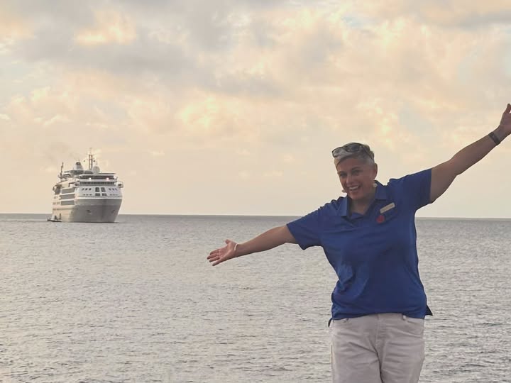 Sarah Porter with Silver Cloud in Niue