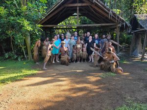 At Pepeyo Cultural Village is VTO’s Jacquie Carson, Flight Centre Albany’s Taylor Still, Jamie Greer from HoT Riccarton, Sue Mueller from The Travel Brokers Whangaparāoa, Carolyn Wood from Solomon Airlines, World Travellers Rollerston’s Lindsay Ashton-Smith, Tim Dunnill from TTB Nelson, Britney Orr from Helloworld Rotorua, Beyond the Bazaar Tauranga’s Tanya Chaffey and Abraham Vasanth Flight Centre Newmarket.