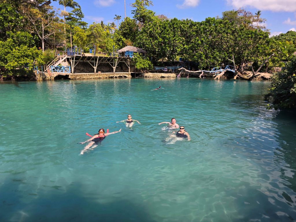 Swimming in Blue Lagoon is Beyond the Bazaar Tauranga’s Tanya Chaffey, Taylor Still from Flight Centre Albany, Lindsay Ashton-Smith from World Travellers Rollerston and Britney Orr from Helloworld Rotorua.