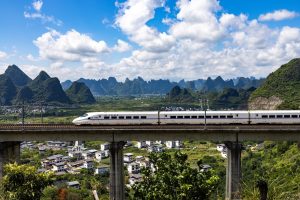 WorldJourneys-High speed train through Guilin